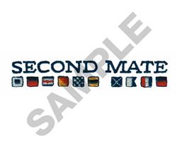 Playful text 'SECOND MATE' with colorful nautical icons, ideal for coastal decor.