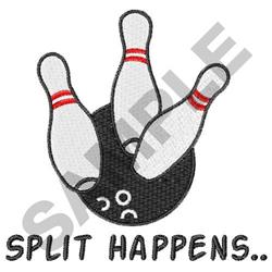 SPLIT HAPPENS - 4x4 happen detailed machine embroidery design for Bowling Towels