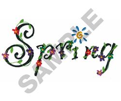 detailed spring leaf machine embroidery pattern - SPRING perfect for kitchen tea towels