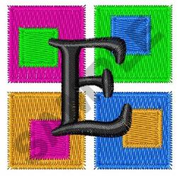beginner-friendly monogram machine embroidery pattern - SQUARES MONOGRAM E for decorative pillow covers