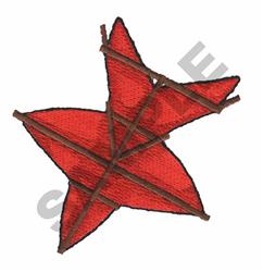 Star shape in vibrant red with brown outlines, featured in a simple, colorful design for fall decor.