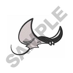 Stylized stingray with a sleek gray body and black outline showcases subtle shading in a minimalistic design.