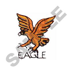 Stylized eagle in flight with detailed orange wings and black feathers, 'EAGLE' text below.