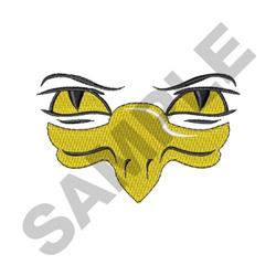 Stylized eagle head in bold colors with a yellow beak, sharp eyes, and fierce posture, ideal for embroidery projects.
