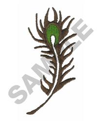 Stylized leaf with a vibrant green center and intricate brown fronds in modern embroidery style.