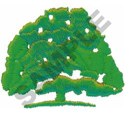 Stylized tree with vibrant green foliage and a simplified trunk, perfect for home decor.