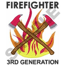 THIRD GENERATION FIREFIGHTER - 5x7 firefighter detailed embroidery design for reusable tote bags