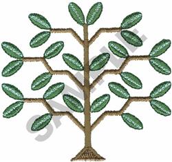 Stylized tree featuring green leaves and a brown trunk, with a simple and modern design aesthetic.