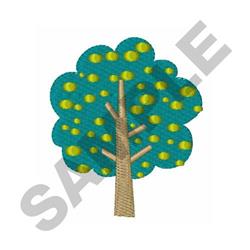 Playful tree with a blue canopy dotted with yellow spots and a light brown trunk, perfect for children’s decor.