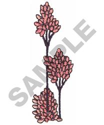 Colorful flowering branches with vibrant pink flowers and green leaves create a detailed design.