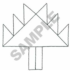 Minimalist outline of a triangular shape with sharp edges and vertical base, showcasing symmetry.
