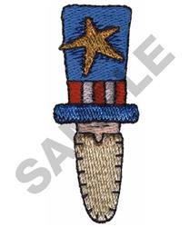 Colorful Uncle Sam hat with a blue design, yellow star, and red stripes, featuring a playful beard for Independence Day.