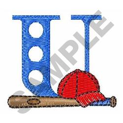 Upper Case U - 4x4 bat quick stitch machine embroidery design for Baseball Caps