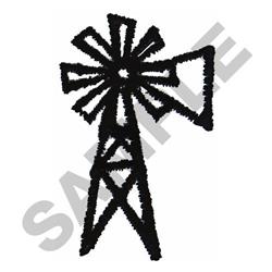 Geometric windmill with bold black outline on white background; minimalistic design perfect for embroidery.