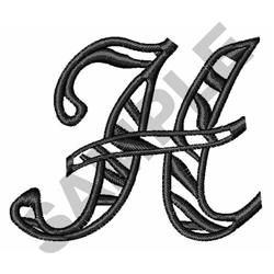 beginner-friendly script machine embroidery pattern - Zebra Script H for kitchen tea towels