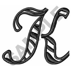 quick stitch script machine embroidery pattern - Zebra Script K for kitchen aprons