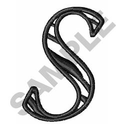 Zebra Script S - 4x4 script quick stitch embroidery design for reusable tote bags