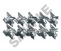 Zigzag block pattern featuring dark outlined shapes and rhythmic lines on a light background, perfect for embroidery.