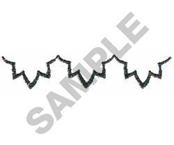 Elegant zigzag border design, featuring dark tones and sharp peaks, adds textural detail for decorative appeal.
