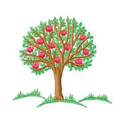 beginner-friendly autumn tree machine embroidery pattern - Apple Tree for patchwork quilt blocks