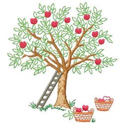 detailed autumn tree machine embroidery pattern - Apple Tree for decorative pillow covers