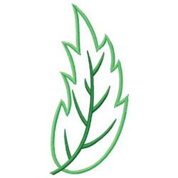 Applique green leaf with vibrant gradient, elongated shape, and detailed vein structure on a neutral background.