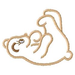 Playful bear outline in light brown, lying on its back with a fun expression. Perfect for children's decor.