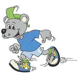 Bear Runner - 6x10 bear detailed machine embroidery design for reusable tote bags