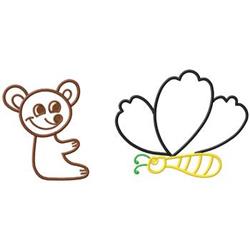 bear beginner-friendly machine embroidery - Bear with Bug for patchwork quilt blocks