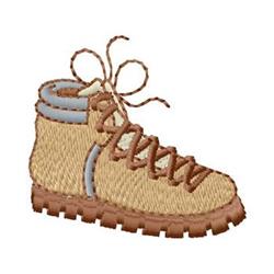 Stylized boot with a woven texture, brown laces, and a sturdy sole, captured in a playful yet realistic design.