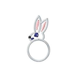Cute bunny with soft pink inner ears, outlined in white, set in a circular frame for Easter.