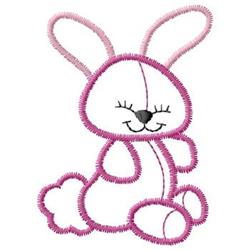 Cute pink bunny with a smiling expression and fluffy tail, perfect for Easter decorations. Ideal for machine embroidery.