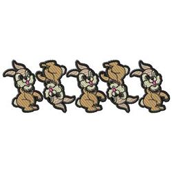 Playful bunny figures in light brown with black outlines, perfect for Easter decor, cheerful and whimsical.