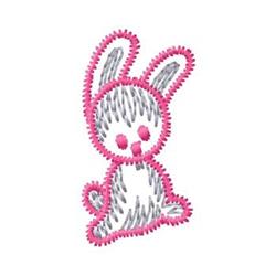 Cute bunny with large ears outlined in pink and a light grey body, perfect for playful Easter decor.