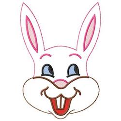 Cheerful bunny face with blue eyes and pink ears, perfect for playful Easter designs.