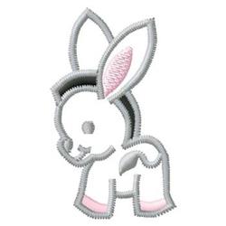 Cute bunny in gray with pink ear accents, playful outline style, perfect for Easter celebrations.