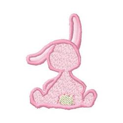 Cute pink bunny with soft curves and a playful green patch, perfect for Easter-themed projects.
