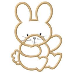 Cute bunny outlined in tan with minimal details, perfect for Easter decorations, designed for machine embroidery.