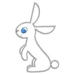 Cute white bunny rabbit with large ears and a blue eye, standing upright for Easter projects.