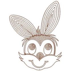 Playful bunny rabbit with large ears and a smiling face, designed in warm brown tones for Easter.