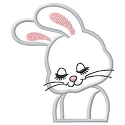 Cartoonish bunny rabbit with large ears, smiling face, and pink accents, perfect for playful Easter décor.