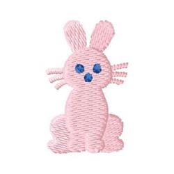 Playful pink bunny with blue eyes and whiskers, perfect for Easter-themed decorations.