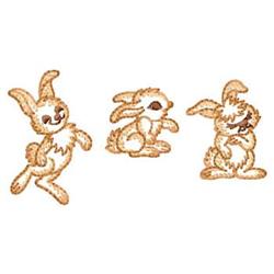 Whimsical bunny rabbit trio in soft brown tones, showcasing fluffy fur and cheerful expressions for Easter.