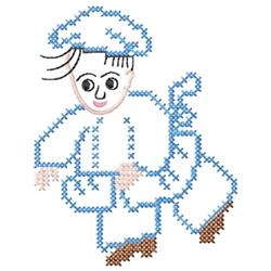 beginner-friendly cross machine embroidery pattern - Chef for kitchen tea towels