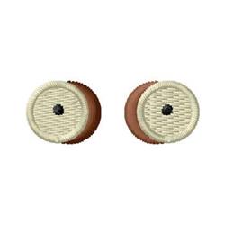 Circular button set featuring beige thread detail on a brown base, ideal for minimalistic sewing projects.
