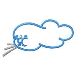 Cartoon cloud with light blue outline and gray accent lines, featuring playful curves in a minimalist style.