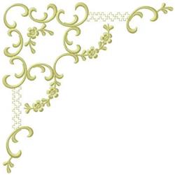 detailed leaf machine embroidery pattern - Corner Scroll Border for kitchen aprons