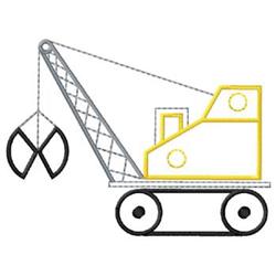 Crane construction in gray and yellow accents, featuring a lifting arm and hook on a circular base. Fun and functional.