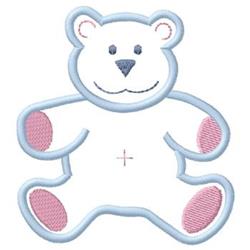 Cute bear with a light blue outline and pink pads, featuring a cheerful round face. Perfect for kids' embroidery projects.