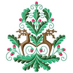 Deer Leaf Scroll - 5x7 reindeer beginner-friendly embroidery design for decorative wall hangings